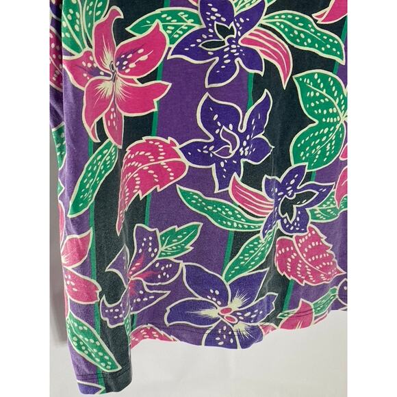 SALTY DOG Men's Vintage Purple/Pink/Green Floral Print Short Sleeve Polo SZ M - Picture 7 of 12